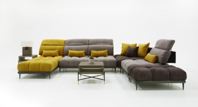 Picture of David Ferrari Display - Italian Modern Grey + Yellow Fabric Modular Sectional Sofa