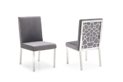 Picture of Modrest Reba Modern Grey Velvet & Stainless Steel Dining Chair (Set of 2)