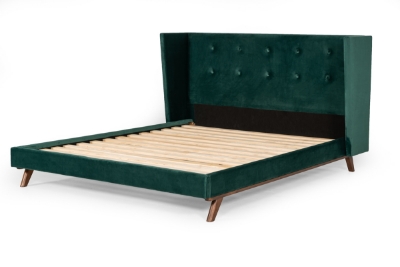 Picture of Nova Domus Durango Modern Green Fabric & Walnut Bed