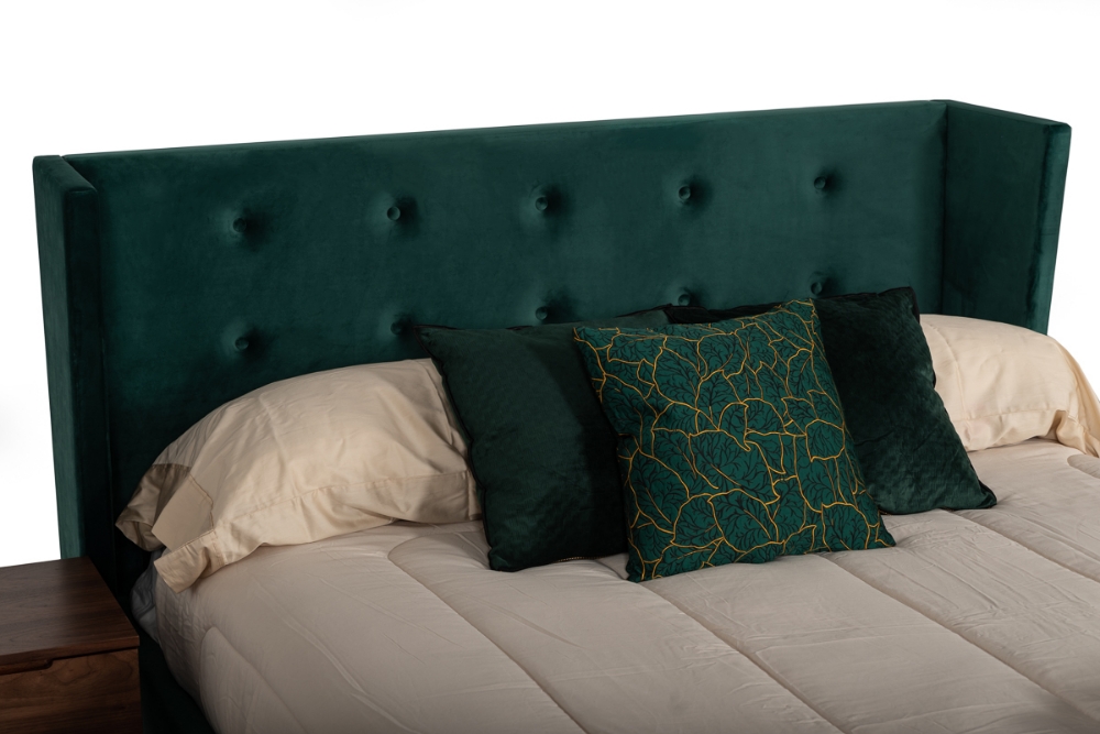 Picture of Nova Domus Durango Modern Green Fabric & Walnut Bed