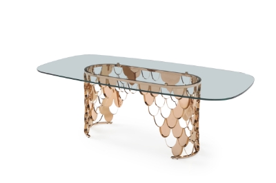 Picture of Modrest Javier Modern Glass & Rosegold Dining Table