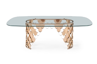 Picture of Modrest Javier Modern Glass & Rosegold Dining Table