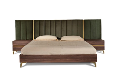 Picture of Nova Domus Calabria Modern Walnut & Green Velvet Bedroom Set