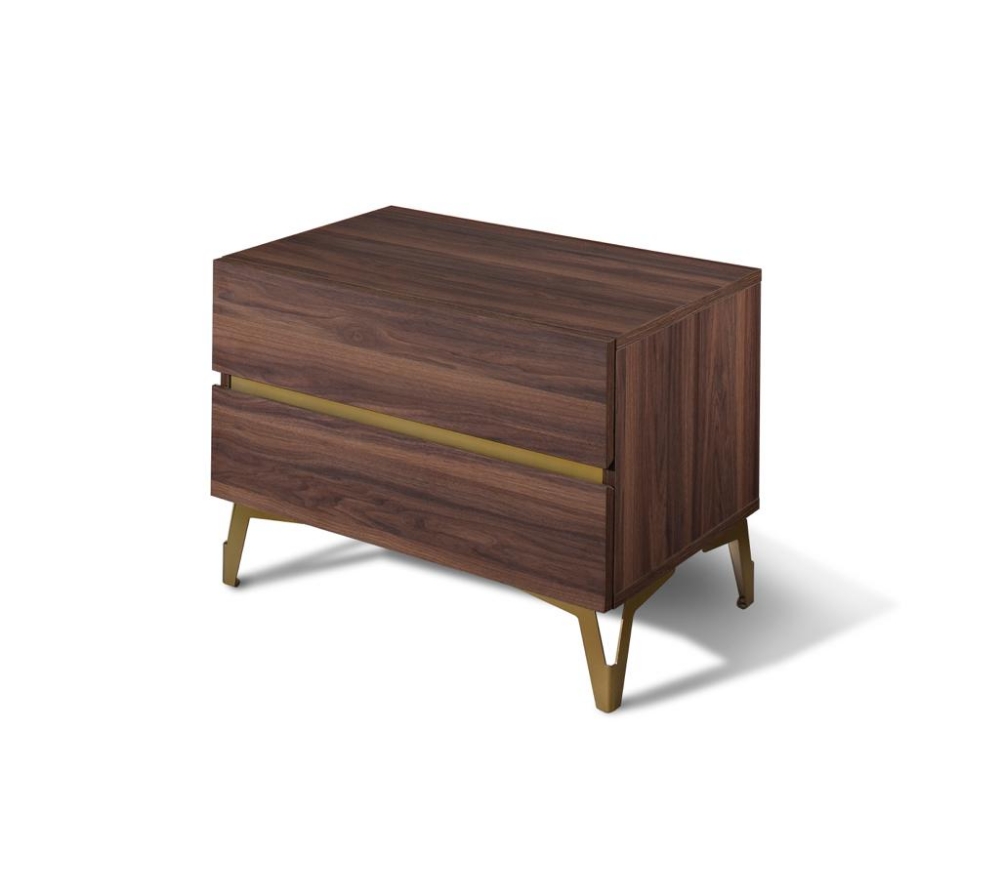 Picture of Nova Domus Calabria Modern Walnut & Green Velvet Bed & Nightstands