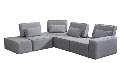 Picture of Divani Casa Chapel - Modern Light Grey Fabric Sectional Sofa + Ottoman