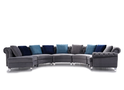 Picture of Divani Casa Darla - Modern Grey Velvet Curved Sectional Sofa