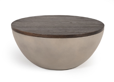 Picture of Modrest Marie Modern Concrete & Brown Oak Round Coffee Table