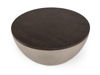 Picture of Modrest Marie Modern Concrete & Brown Oak Round Coffee Table