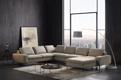 Picture of Divani Casa Cascade - Modern Beige Fabric U Shaped Sectional Sofa