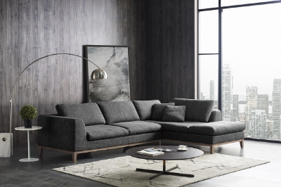 Picture of Divani Casa Hickman - Modern Dark Grey Fabric Right Facing Sectional Sofa