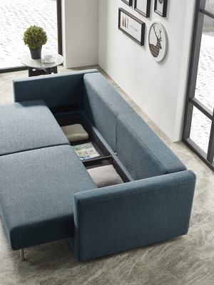 Picture of Divani Casa Fredonia Modern Blue-Green Fabric Sofa Bed w/ Storage