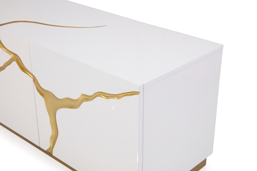 Picture of Modrest Aspen Modern White & Gold TV Stand