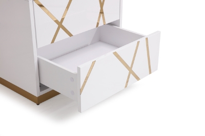 Picture of Modrest Nixa Modern White & Gold Nightstand