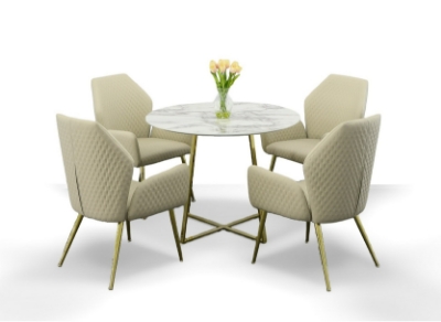 Picture of Modrest Swain Modern Faux Marble & Gold Round Dining Table