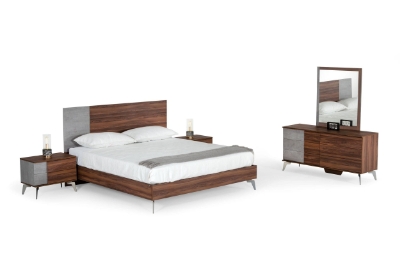 Picture of Nova Domus Palermo - Italian Modern Faux Concrete & Noce Bodrum Bedroom Set