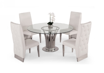 Picture of Modrest Paxton - Modern Round Glass & Stainless Steel Dining Table