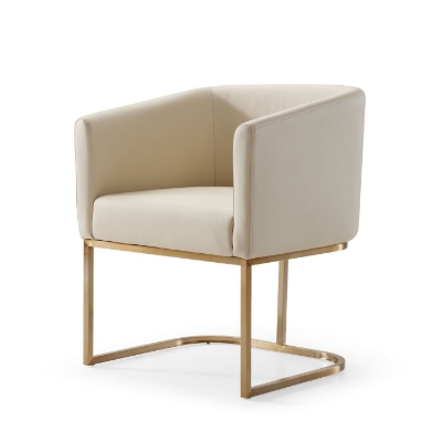 Picture of Modrest Yukon - Modern Beige Bonded and Antique Brass Dining Chair