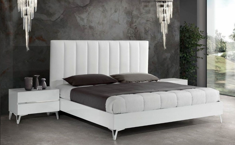 Picture of Nova Domus Angela - Italian Modern White Eco Leather Bed w/ Nightstands