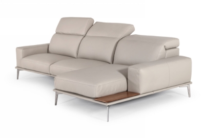 Picture of Lamod Italia Villeneuve - Italian Modern Light Grey Leather Right Facing Sectional Sofa