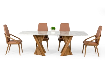 Picture of Modrest Cadence - Modern Walnut & Marble Dining Table