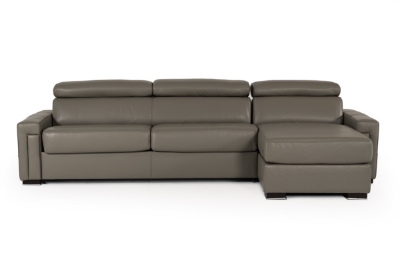 Picture of Lamod Italia Sacha - Modern Dark Grey Leather Reversible Sectional Sofa Bed with Storage