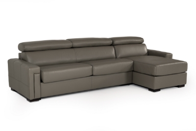 Picture of Lamod Italia Sacha - Modern Dark Grey Leather Reversible Sectional Sofa Bed with Storage