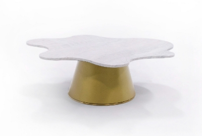 Picture of Modrest Gabbro High - Glam White Marble and Gold Coffee Table