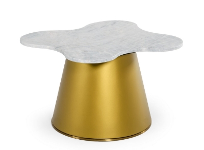 Picture of Modrest Gabbro - Glam White Marble and Gold End Table