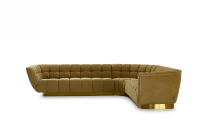 Picture of Divani Casa Granby - Glam Mustard + Gold Fabric Sectional Sofa