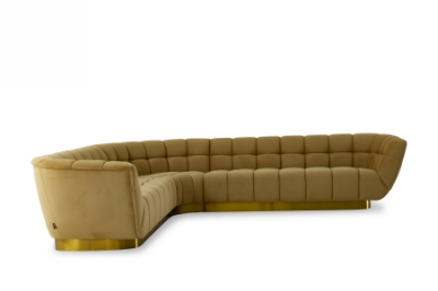 Picture of Divani Casa Granby - Glam Mustard + Gold Fabric Sectional Sofa