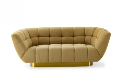 Picture of Divani Casa Granby - Glam Mustard and Gold Fabric Loveseat