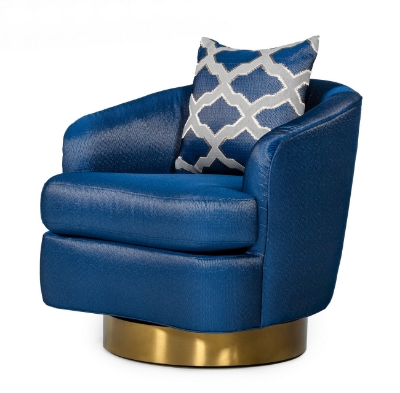 Picture of Modrest Niagra - Glam Blue and Gold Fabric Accent Chair