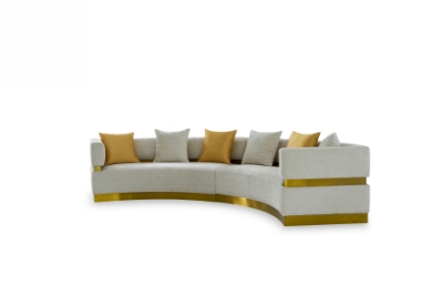 Picture of Divani Casa Kiva - Glam Beige + Gold Fabric Curved Sectional Sofa