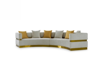 Picture of Divani Casa Kiva - Glam Beige + Gold Fabric Curved Sectional Sofa