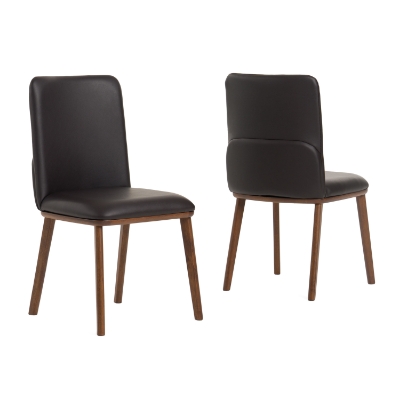 Picture of Modrest Utah - Modern Walnut and Brown Eco-Leather Dining Chair- Set of 2