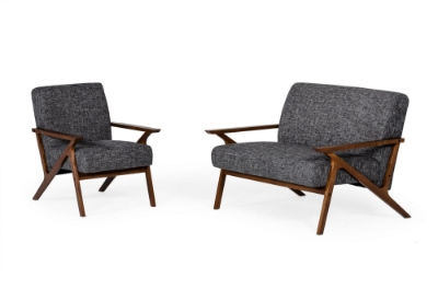 Picture of Modrest Candea - Mid-Century Walnut and Grey Accent Chair