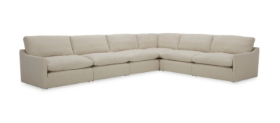 Picture of Divani Casa Fedora - Modern White Fabric Sectional Sofa + Ottoman