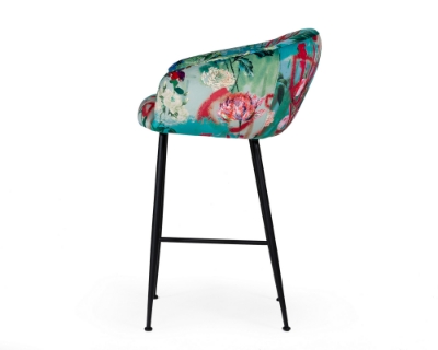 Picture of Modrest Roxann - Contemporary Floral Velvet Bar Stool