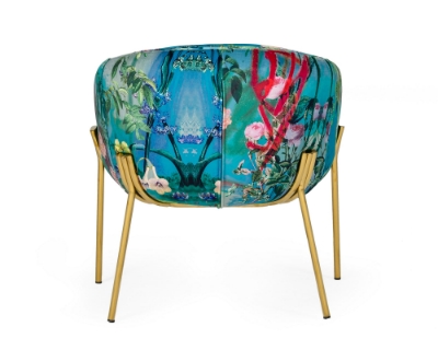 Picture of Modrest Falco - Contemporary Floral Velvet and Gold Accent Chair