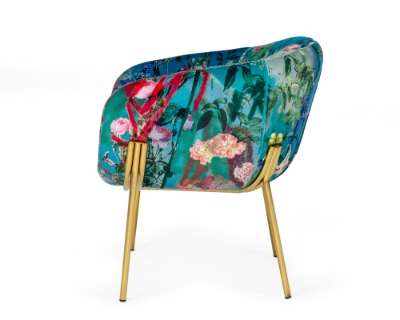 Picture of Modrest Falco - Contemporary Floral Velvet and Gold Accent Chair