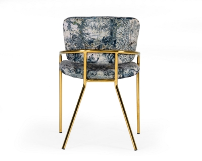 Picture of Modrest Farnon - Modern Patterned Velvet and Gold Dining Chair