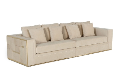 Picture of Divani Casa Mobray - Glam Beige and Gold Fabric Sofa 