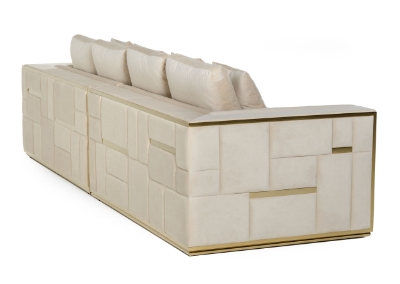 Picture of Divani Casa Mobray - Glam Beige and Gold Fabric Sofa 