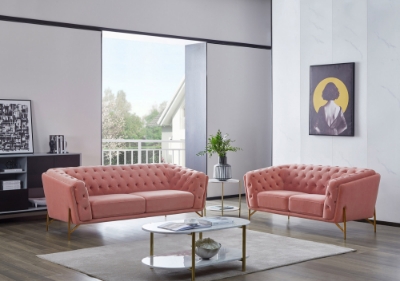 Picture of Divani Casa Aiken - Modern Salmon Velvet Sofa