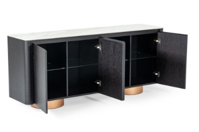 Picture of Modrest Peak - Modern White Ceramic/Black Oak/Rosegold Buffet 