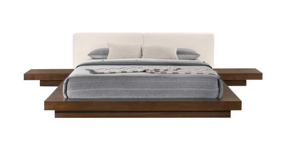 Picture of Modrest Tokyo - Contemporary Walnut and White Platform Bed 