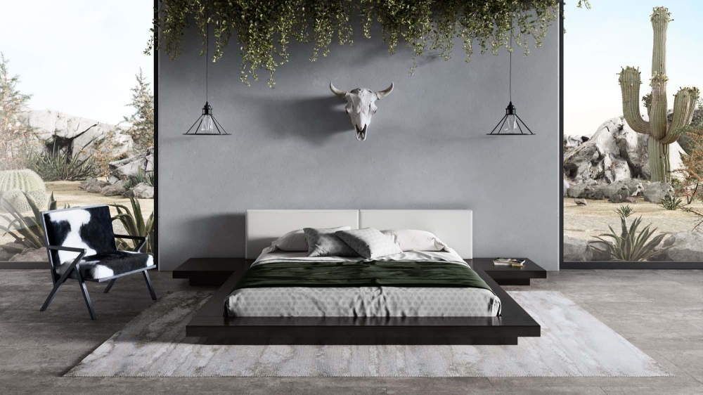 Picture of Modrest Tokyo - Eastern King Contemporary Black and White Platform Bed