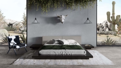 Picture of Modrest Tokyo - Eastern King Contemporary Black and Grey Platform Bed 