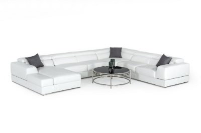 Picture of Divani Casa Pella - Modern White Italian Leather U Shaped Sectional Sofa