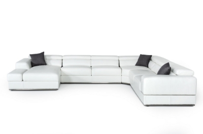 Picture of Divani Casa Pella - Modern White Italian Leather U Shaped Sectional Sofa